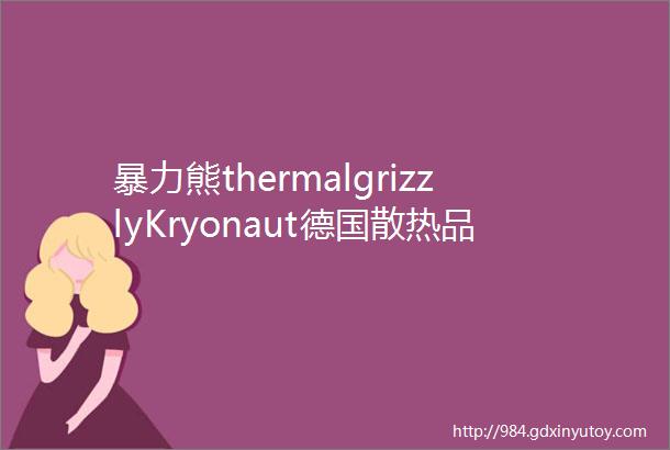 暴力熊thermalgrizzlyKryonaut德国散热品牌导热硅