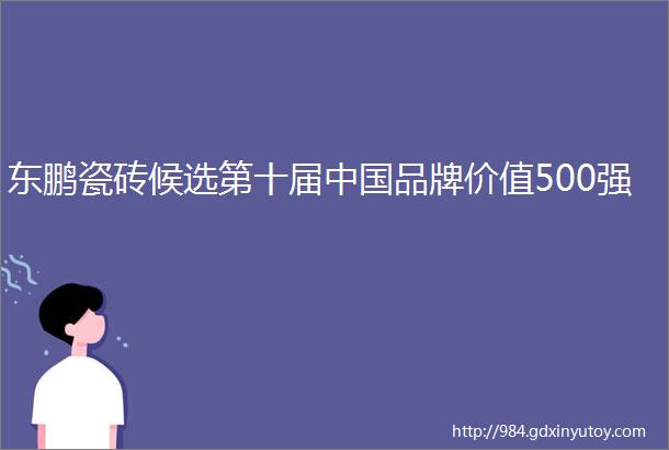 东鹏瓷砖候选第十届中国品牌价值500强